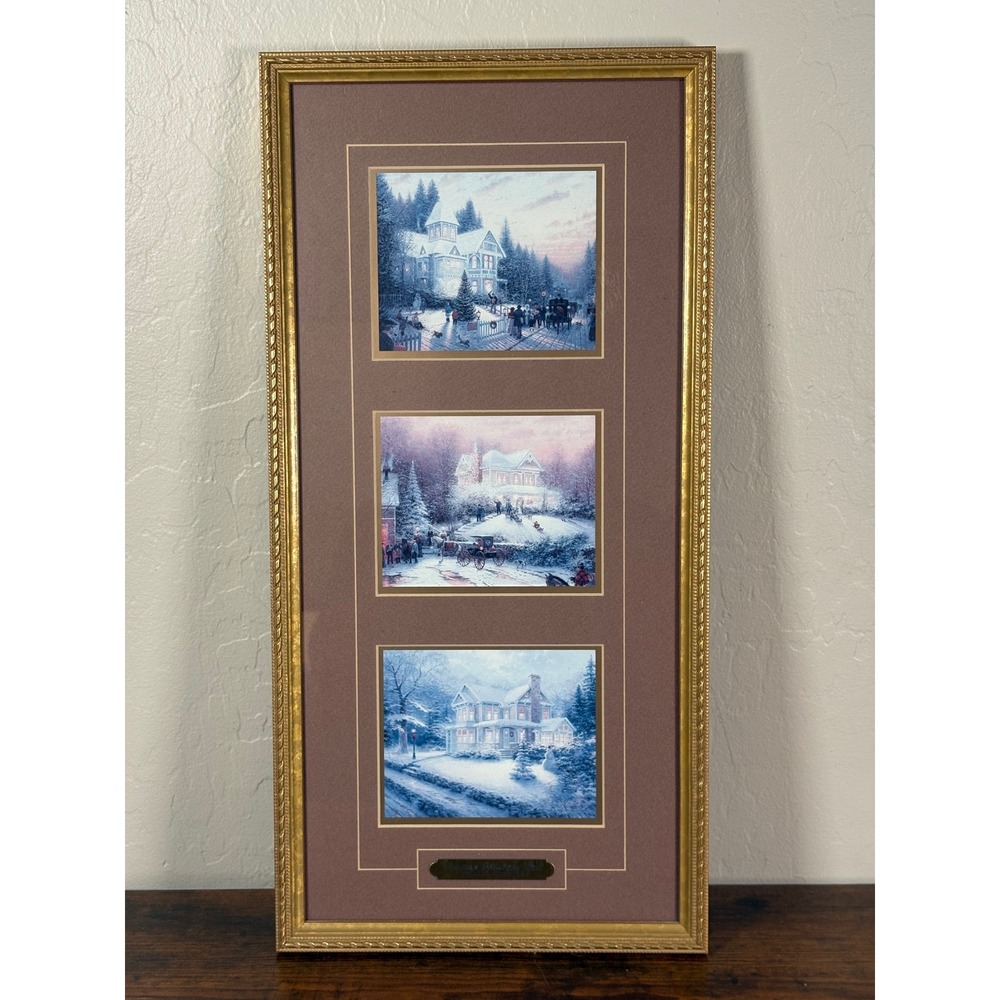 Thomas Kinkade Victorian Christmas Past Framed Triple Lithograph Prints COA